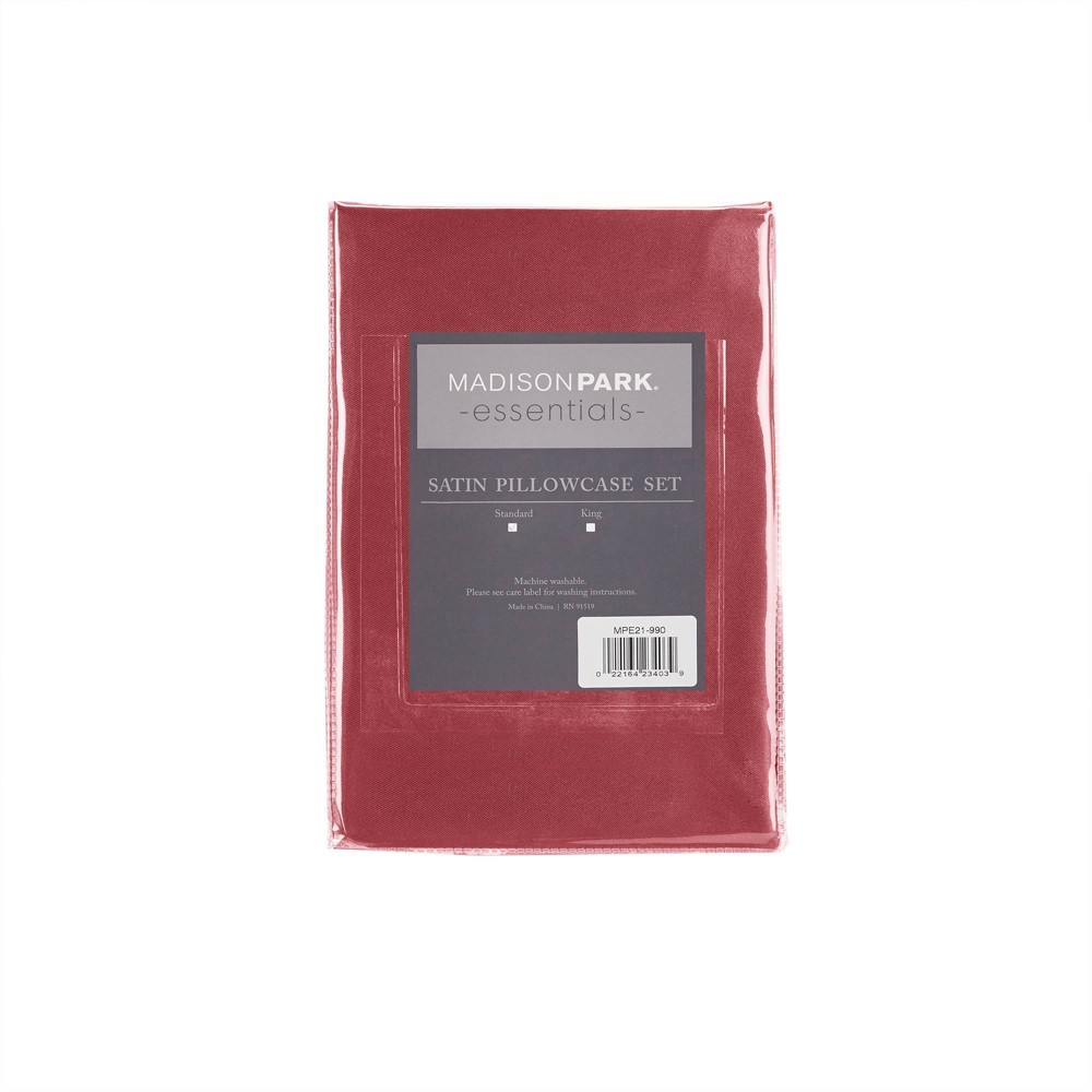 Photos - Pillowcase Standard Satin Luxury 2pc  Set Red