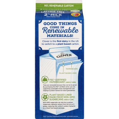 Clover Sonoma UHT Lactose Free 2% Milk - 0.5gal