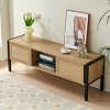 KTMBDW Mid Century Coffee Table with Storage, Accent Center Tables with Sliding PE Rattan Woven Door Panel,Suitable for Living Room,Apartment - 3 of 4
