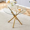FURNIinspire Dining Tables Modern Round Glass Table with Gold Ring Shaped Legs for Dining Room and Kitchen, Gold, 36.6*36.6*29.5 - 4 of 4