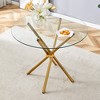 NicBex Round Dining Table Modern Tempered Glass Table for 4 with Cross Metal Base for Dining Room - image 3 of 4