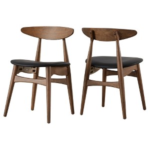 Cortland Danish Modern Walnut Dining Chair (Set of 2) - Walnut / Black - Inspire Q, Brown/Black