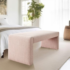 Kaia 47" Contemporary Farmhouse Linen Fabric Waterfall Upholstered Bench-Maison Boucle - 1 of 4