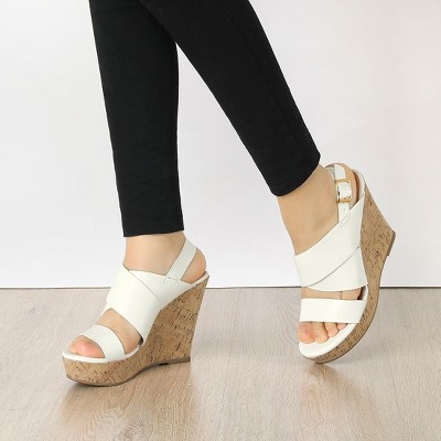 target white platform sandals