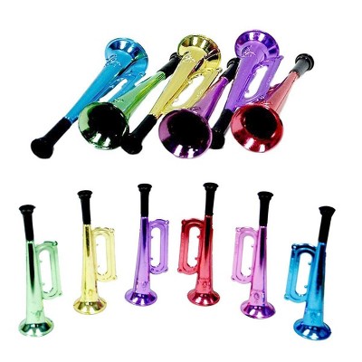 Shuliwen Kids Plastic Trumpet 12pcs Plastic Trumpet Noise Maker Kids Toys Cheerleader Football Match Cheering Props Birthday Party Favor Gift Golden