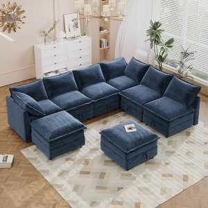 Christopher Knight Home Thea 8 Piece Versatile Modular Sofa Bed with Storage and Faux Double-Layer Cushions - 1 of 4