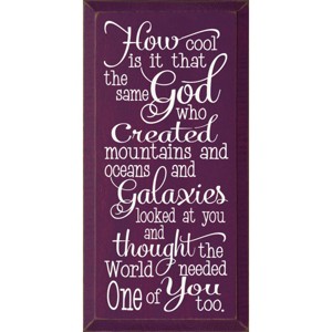 Slickblue Inspirational Christian Wood Sign – God Created You Too Quote – Rustic Wall Accent – 9x18, Purple-White - 1 of 3
