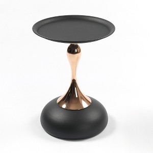 FONTOI Mermaid Tail End Table, Metal Pedestal Table, Accent Table for Living Room Bedroom Office, Black, 15.7"*21.2"*15.7" - 1 of 4