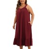 Agnes Orinda Women's Plus Size Pleated Ruffle Side Pockets Sleeveless Wide Strap Comfy Nightgowns - 2 of 4
