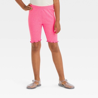 Girls' 'solid' Ribbed Bike Shorts - Cat & Jack™ Neon Pink Xl : Target