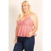 Slickblue Chic Plus Size Mauve Lace Sleeveless Blouse with V-Neckline and Flattering Peplum Waist, 1XL - 4 of 4