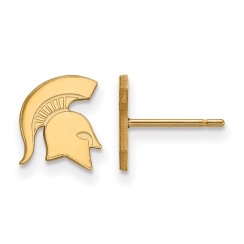 Black Bow Jewelry 10k Yellow Gold Michigan State Spartans NCAA Post Earring - image 1 of 3