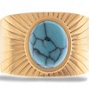 Anna-Kaci Women's Wide Statement Ring Gold Tone with Round Stone Marble-Like Stone and Textured Details - 2 of 4
