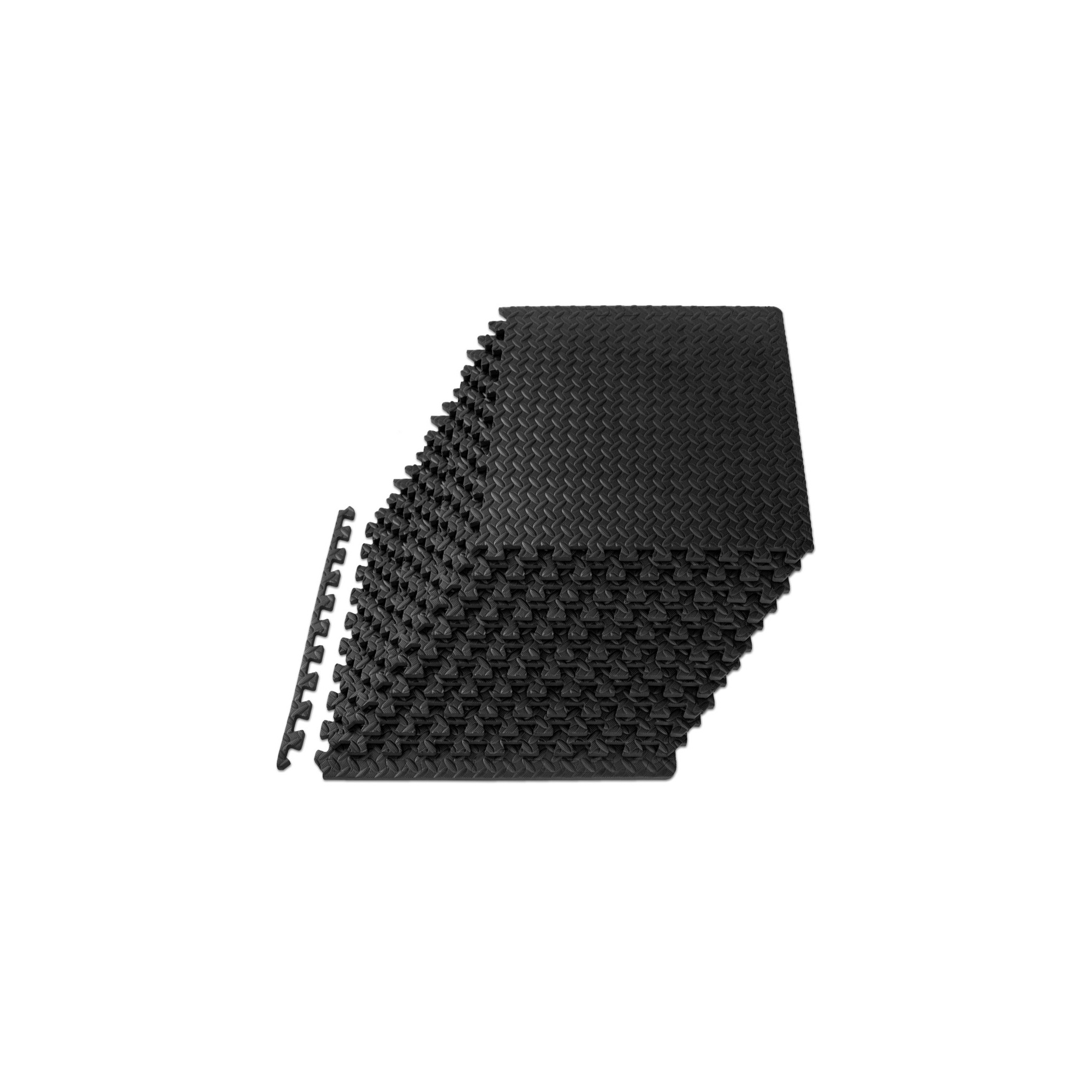 ProsourceFit Exercise Puzzle Mat 1/2-in, Black, 48 Sq Ft - 12 Tiles