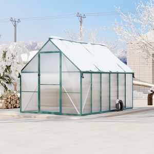 8X12FT Polycarbonate Greenhouse, Heavy Duty Aluminum Walk-In Greenhouses with Adjustable Roof Vent, Outdoor Plant Greenhouse for Garden - 1 of 4