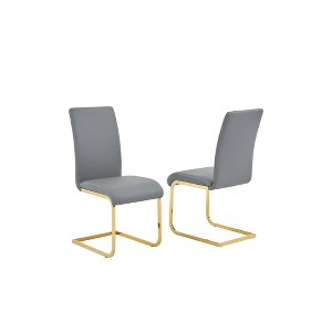 Best Master Furniture,Alison Faux Leather Chrome Dining Side Chair (Set of 2) - 1 of 2