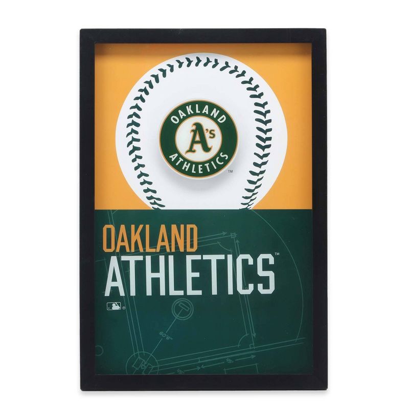 MLB Oakland Athletics Baseball Logo Glass Framed Panel, 1 of 5