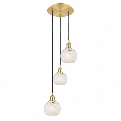 White Mouchette - 3 Light Cord Hung Multi Pendant In Modern Style-11 Inches Tall and 12.5 Inches Wide