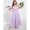 Clearlove Women's Plus Size Summer Dresses Sweetheart Neck Ruffle Short Sleeve Casual Boho Floral Pleated Long Dress. - 2 of 4