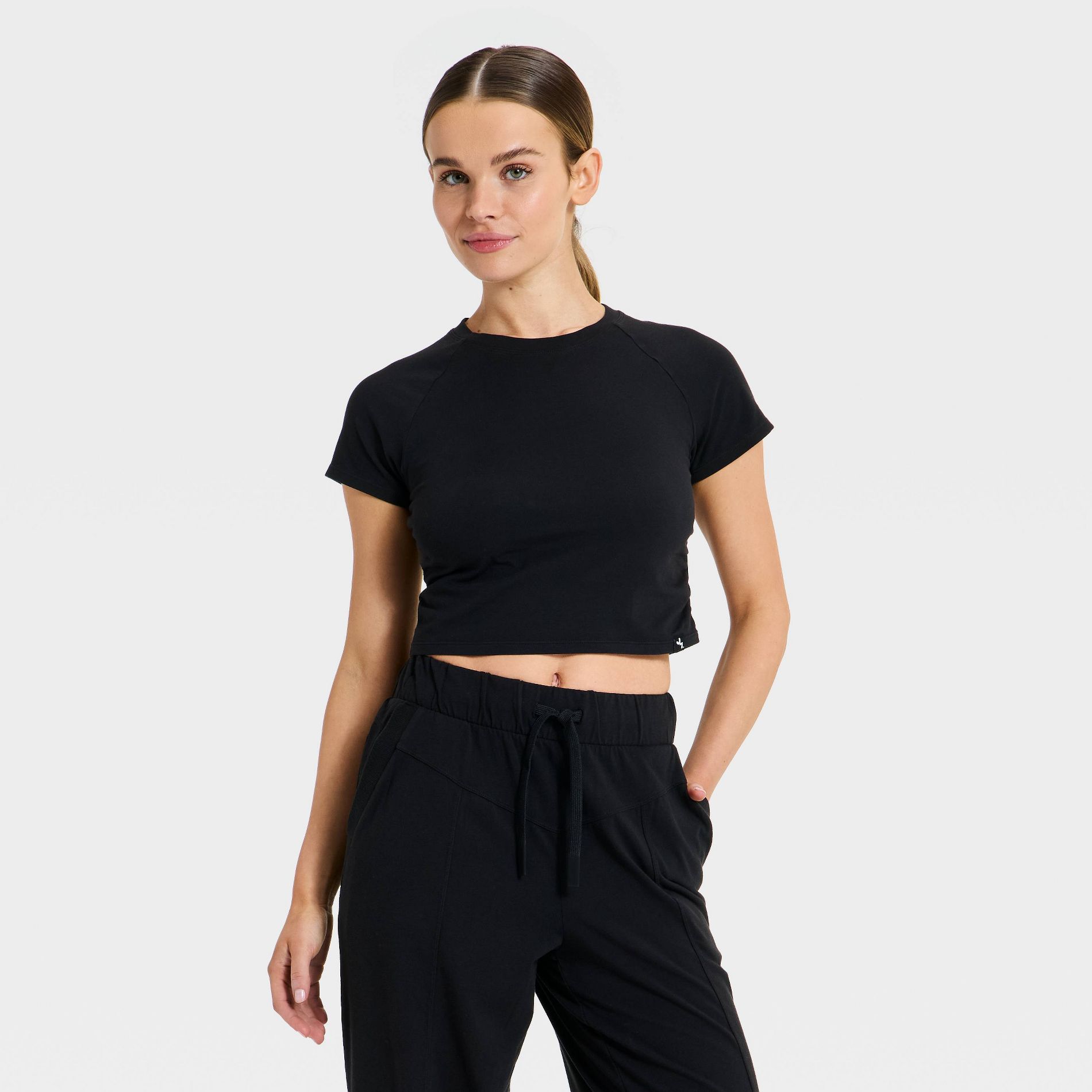 Women's Washed Jersey Cropped Short Sleeve Top - JoyLab™