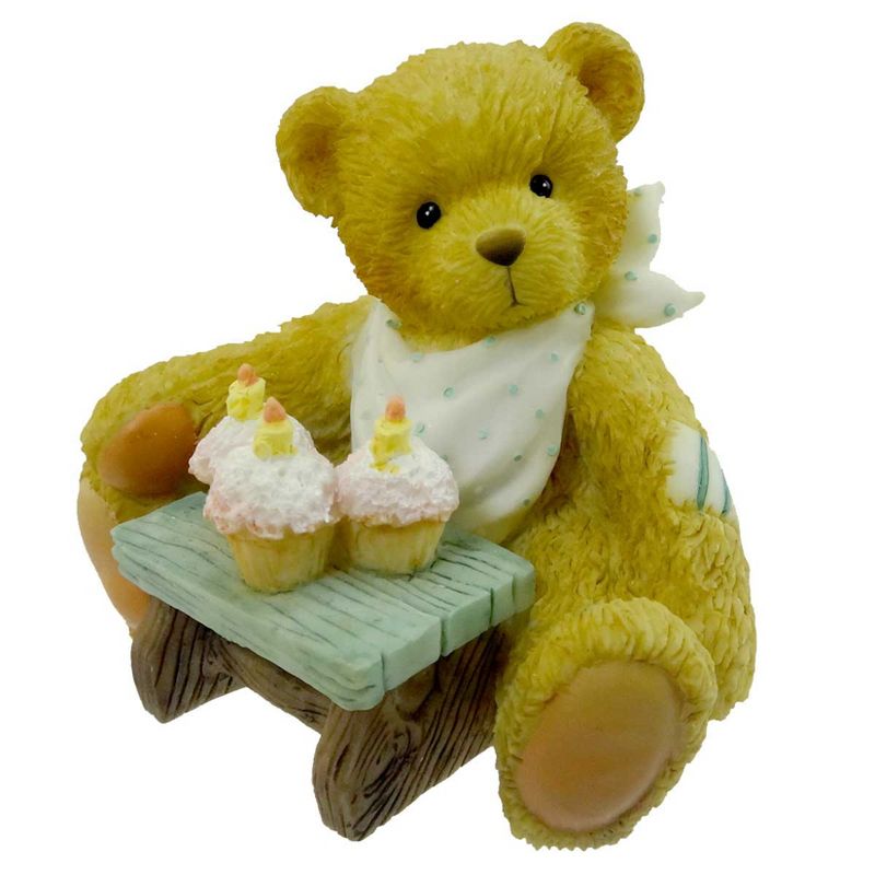 Cherished Teddies 2.5 Inch Age 3 Three Cheers For You Teddy Bear Birthday Cupcake Figurines, 1 of 3