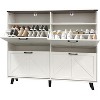 Acekool Farmhouse Shoe Cabinet with 4 Flip Drawers & Open Storage, Narrow Entryway Organizer & Shoe Rack for Hallway and Living Room - 3 of 4