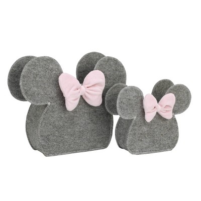 Image of Disney Minnie Mouse Shaped Felt Nursery Storage Caddy - 2pc