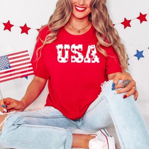 Simply Sage Market USA Distressed Stars Short Sleeve Tee - 1 of 4
