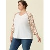Agnes Orinda Women's Plus Size Top Raglan Floral Print V Neck 3/4 Sleeve Peasant Blouse - 3 of 4