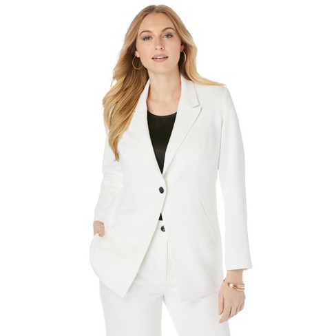 Jessica London Women's Plus Size Single-breasted Pantsuit, 12 W - White :  Target