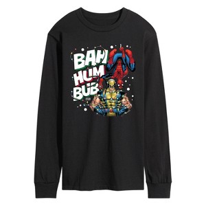 Men's - Marvel - Bah Hum Bub Wolverine And Deadpool Long Sleeve Graphic T-Shirt - 1 of 3