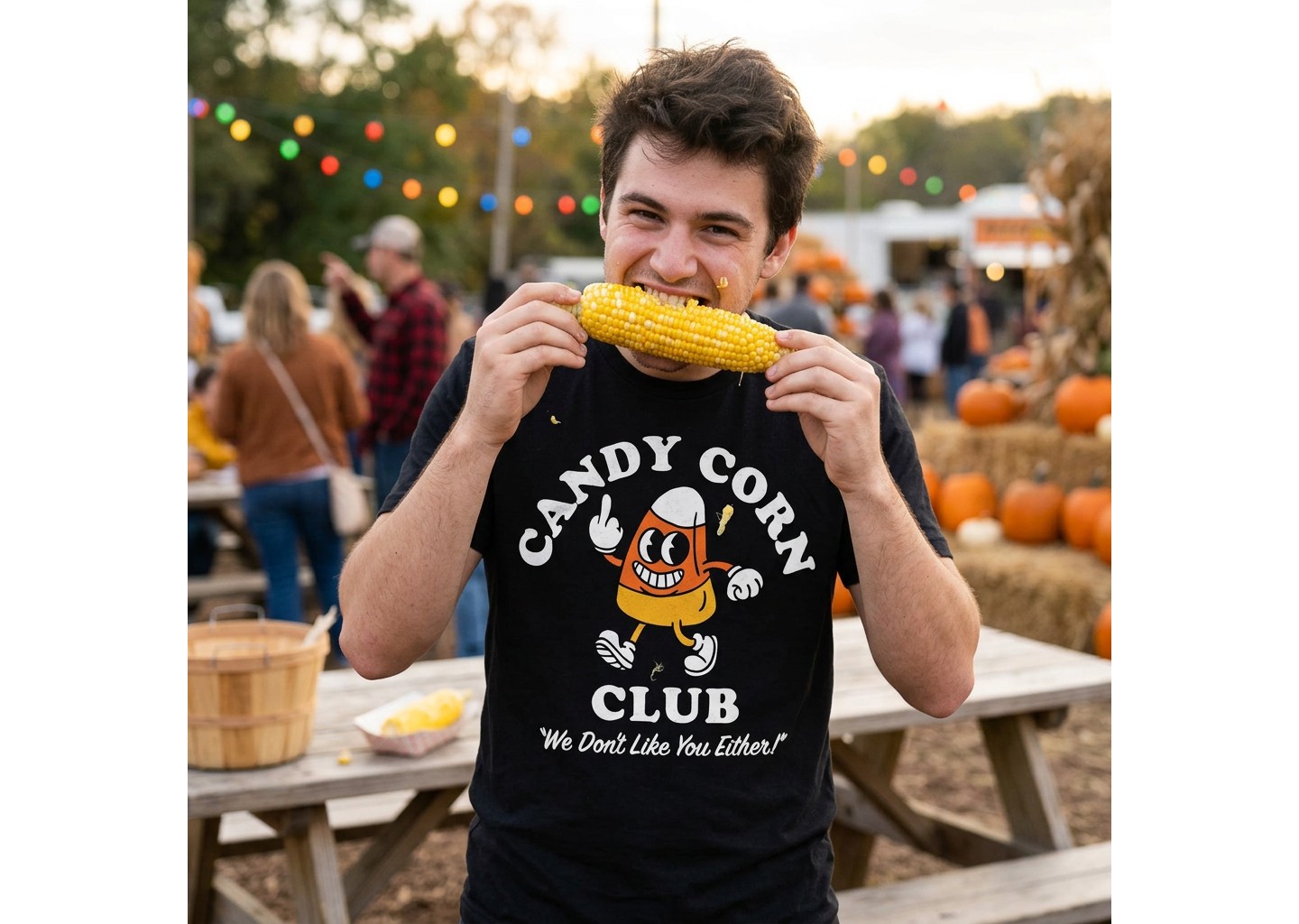 Мужская футболка Crazy Dog T-Shirts, Inc. Funny T Shirts Candy Corn Club Halloween Candy Tee For Men, цвет: Чёрный — фото 3