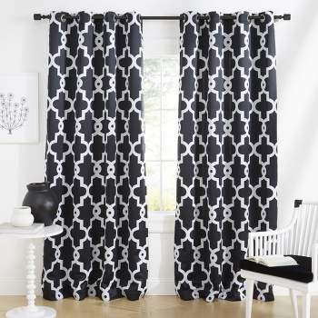 Exclusive Home Ironwork Sateen Woven Room Darkening Blackout Grommet Top Curtain Panel Pair