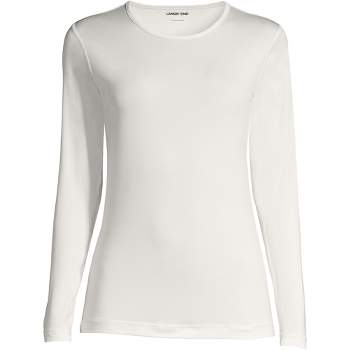 Lands' End Women's Silk Interlock Thermal Long Underwear Top Base Layer  Crewneck Shirt - Small - Ivory : Target