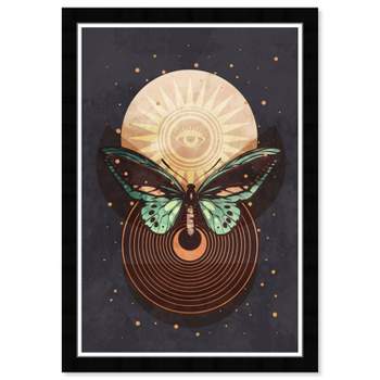 15" x 21" Cosmic Wings Astral Butterfly Framed Wall Art Print Black - Wynwood Studio: Gold Accent, Museum-Grade Canvas, Ready to Hang