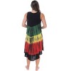Riviera Sun Womens Tie Dye Summer Dress - Beach Cover Up with Embroidery - Rasta Color Dresses for Women  - Red Green Yellow Black - 3 of 3