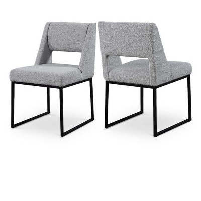 Meridian Furniture,Jayce Grey Boucle Fabric Dining Chair, Set of 2