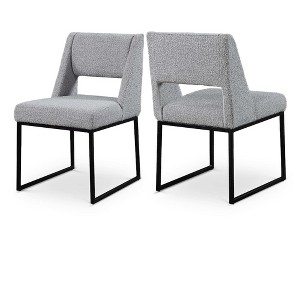 Meridian Furniture,Jayce Grey Boucle Fabric Dining Chair, Set of 2 - 1 of 4
