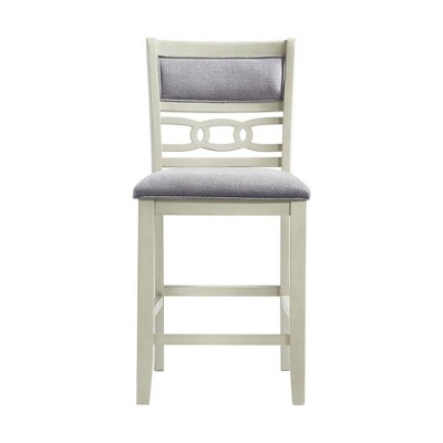 Bisque Finish Upholstered Wood Side Chair Set with Gray Seats
