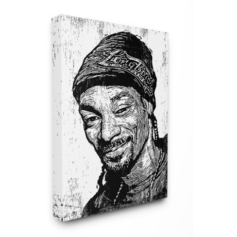 Stupell Industries Snoop Dogg Rap Icon Etched Portrait Black White Target