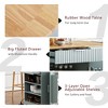 Fluted Kitchen Island with Trash Can Storage Cabinet, Power Outlet, Internal Storage Rack, Rolling Kitchen Storage Cart - 4 of 4