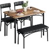 GOCAPTAIN 4 Piece Dining Table Set - Wood Table with 2 Upholstered Chairs & Bench, Space-Saving Retro Kitchen Dining Set for Apartment, Dining Room - 2 of 4