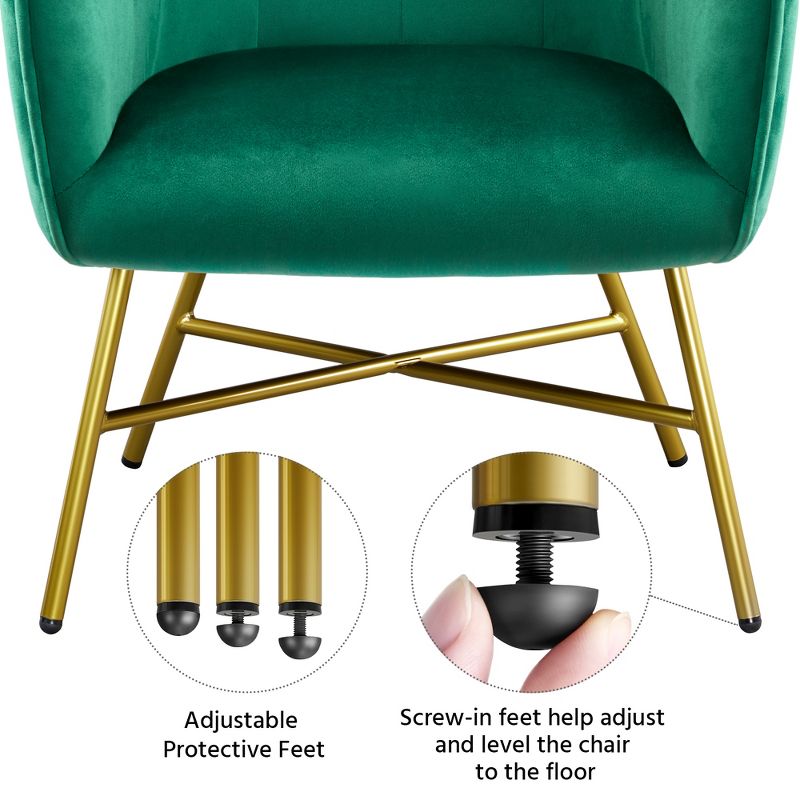 Yaheetech Velvet Upholstered Accent Chair with Backrest Armrest for Living Room, 5 of 8