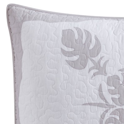 King Gray Cotton Embroidered Pillow Sham