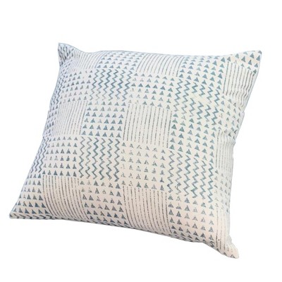 Dsvimoy Support Pillow Handcrafted Cotton Throw Pillow with Aztec Print for Modern Home Decor, White, 15"*4"*4"