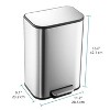 Stainless Steel Trash Can 3.2 Gal/12L with Lid, Step-On Pedal and Inner Bucket, Rectangular Design for Kitchen Office Living Room - 2 of 4