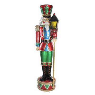 Northlight 6' Red and Green Commercial Christmas Nutcracker Holding Street Lamp Outdoor Decor