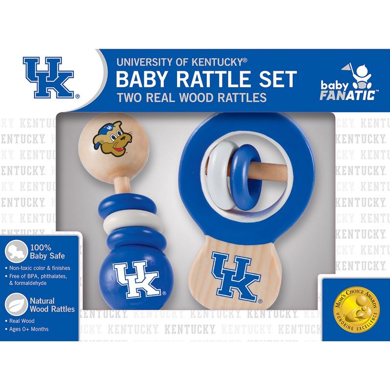 Baby Fanatic Wood Rattle 2 Pack - NCAA Kentucky Wildcats Baby Toy Set, 1 of 5