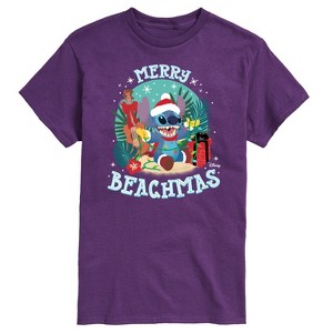Men's - Lilo and Stitch - Merry Beachmas Christmas Short Sleeve Graphic T-Shirt - 1 of 4