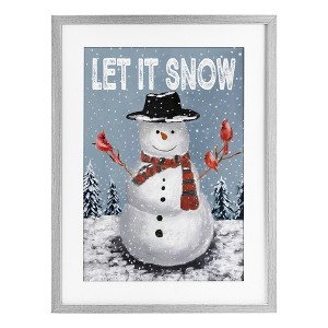 Stupell Industries Let It Snow Joyful Snowman Framed Print Under Glass Art - 1 of 4